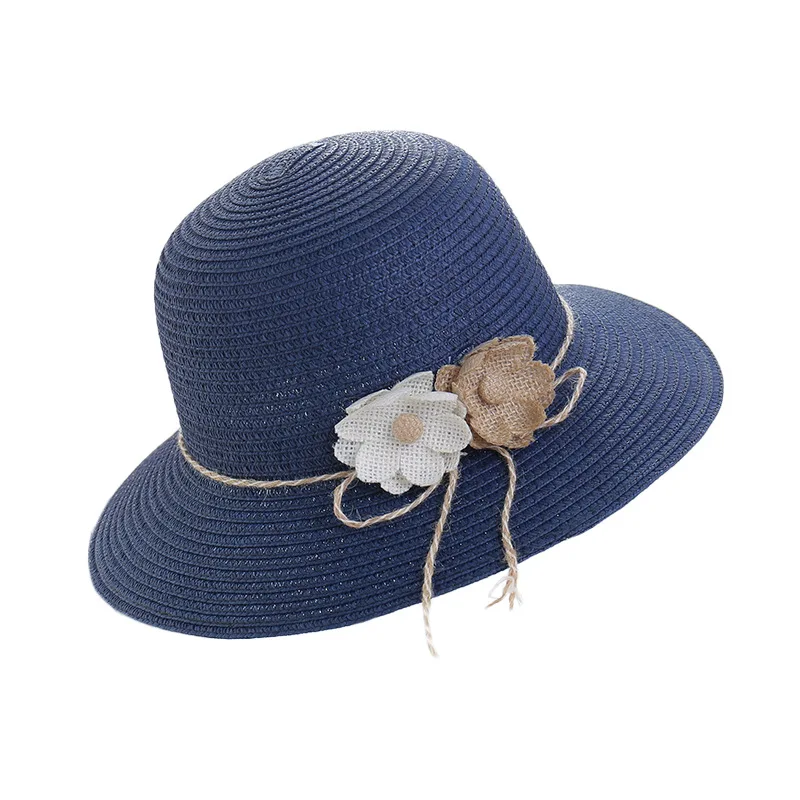 USPOP 2024 nuovo cappello da spiaggia primavera estate cappello di paglia fiore di lino a tesa larga cappello da sole donna all\'aperto