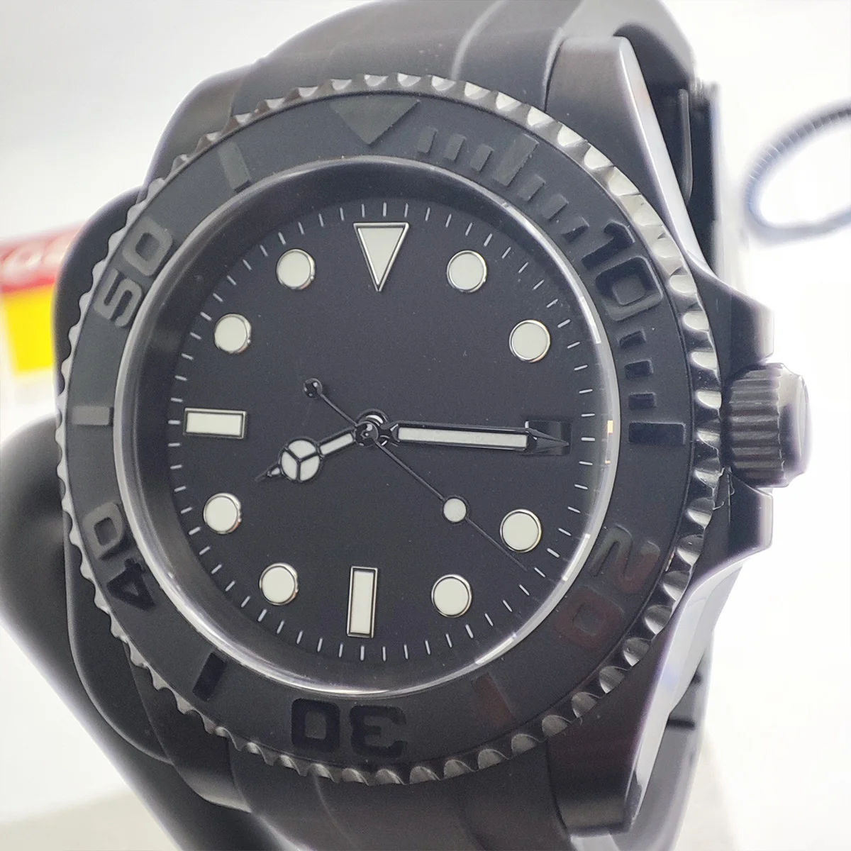 เคส NH35สีดำทั้งหมดขนาด40มม. เคส nh36 nh35แก้วแซฟไฟร์เคสนาฬิกาโลโก้ที่กำหนดเองหน้าปัด nh36 nh35เคลื่อนไหว nh35