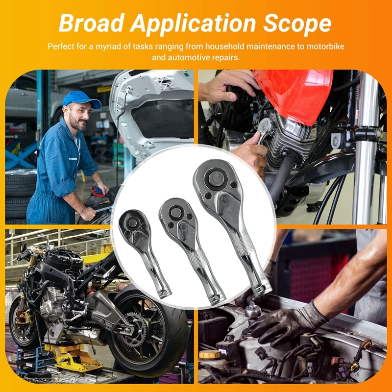 مفتاح ربط بسقاطة صغير مع 72 سنًا ، مقبس سريع ، قرون في اتجاهين ، مقبض قصير ، أدوات يدوية للإصلاح ، ذبابة صغيرة ، كبيرة متوسطة وصغيرة ، Way ، Way Way