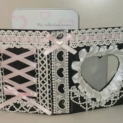 3 Inch Top Loader Pink Ribbon Black Album Kawaii Binder Korean Albums Idol Instax Cute Poker Holder Sleeve School Stationery