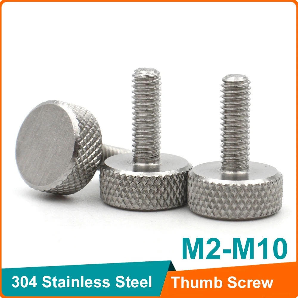 

2-10pcs M2 M2.5 M3 M4 M5 M6 M8 M10 DIN653 304 Stainless Steel Knurl Flat Head Hand Tighten Thumb Screw Bolt Curtain Wall Glass