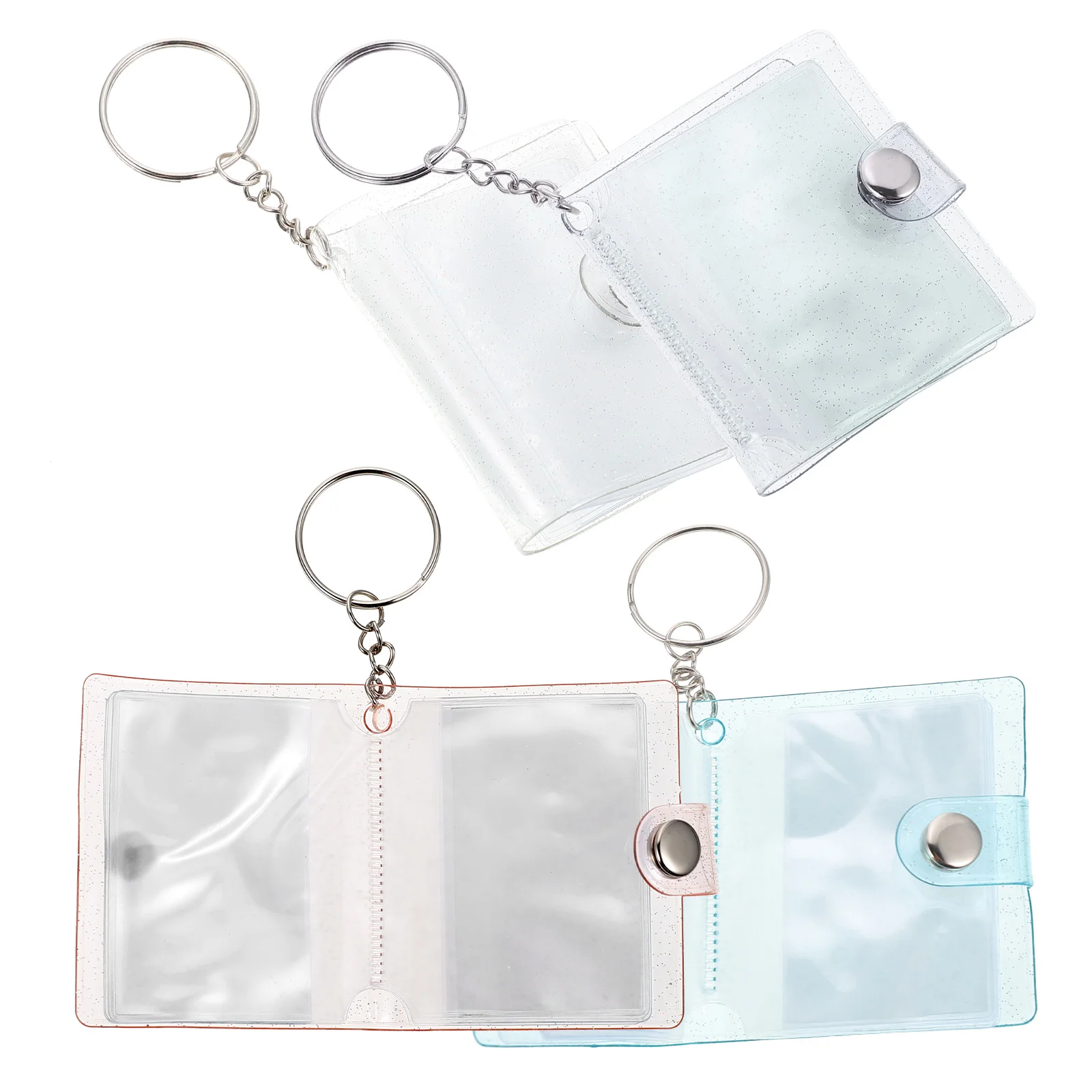 

4pcs Mini Photo Album Keychain -Slot Photo Storage Carrier Small Album Keychain For Family Friends Lovers Gift