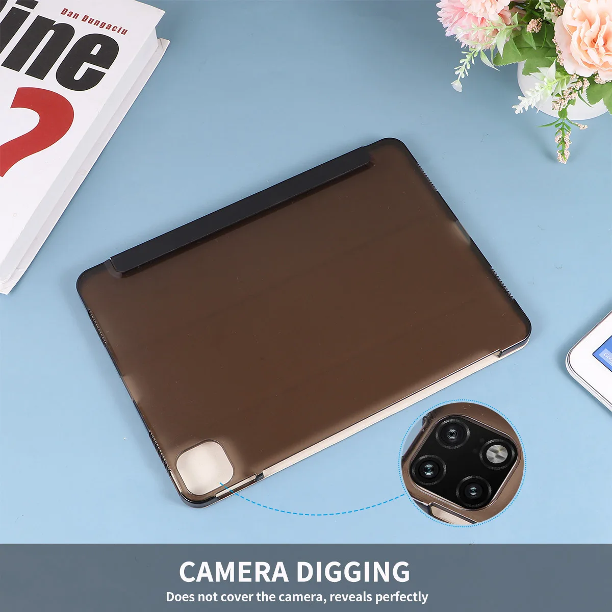 

-Fold PU Tablet Cover Black Compatible for Pro 11 2020 Durable Protective Case Tablet Case Trifold Cover for