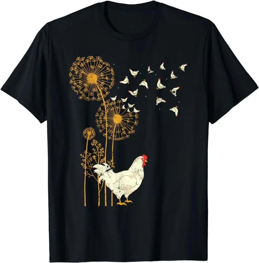 Farmer Poultry Bird Flower Farm Animal Dandelion Chicken T-Shirt Funny Men Women Tee Ropa Mujer Clothes Custom Printed TShirts