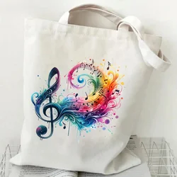 Women Handbags Music Notation Canvas Bag Funny Watercolor Music Note Shoulder Bag for Teen Fashion Design Side Bag for Ladies