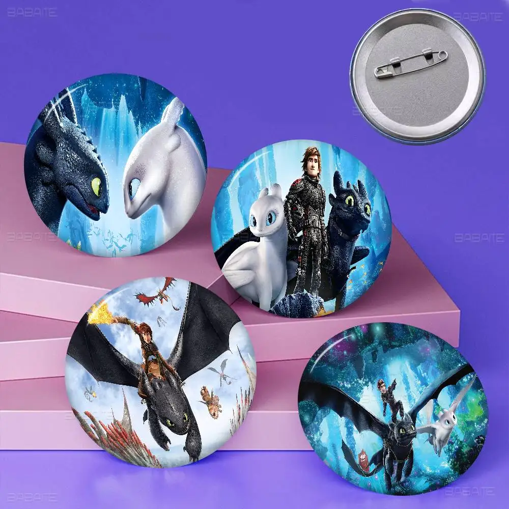 كيفية تدريب التنانين اللطيف الخاص بك 2025 دبوس زر ناعم مشرق مطبوعة أيقونة هدية للأصدقاء شارة طوق بروش التلبيب دبوس معدني