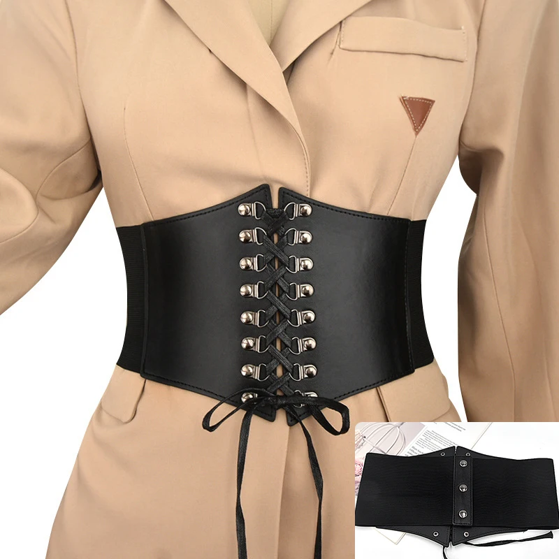 Fashion PU Leather Wide Belt Corset Lady Women Black Slim Body