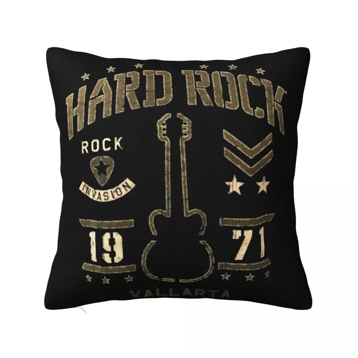 Hard Rock Hotel Cafe Vallarta Guitar Vintage 1971 Rock Invasion Bandan Sale Pillow Case