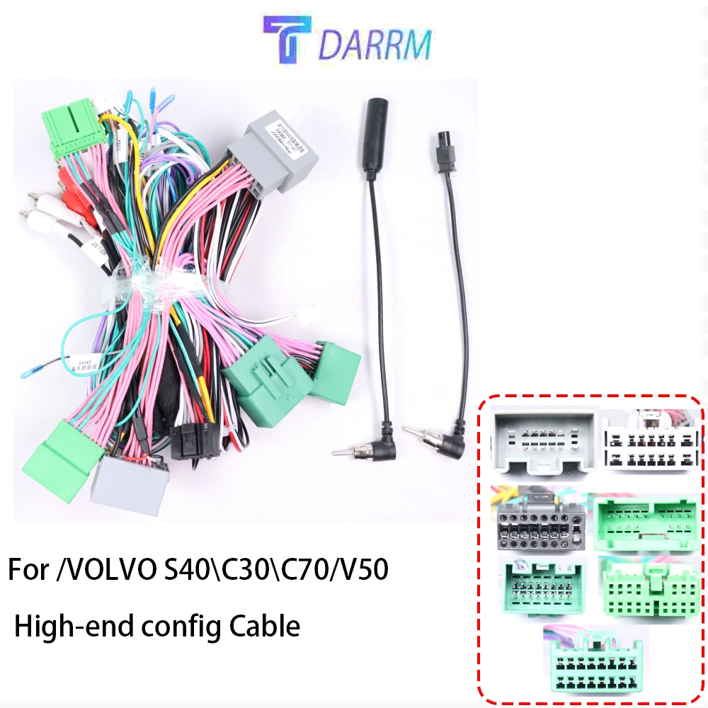 For Volvo S40 C30 C70 2004-2012 Canbus or cable Car Radio Wiring Harness Media Player Power Connector Socket