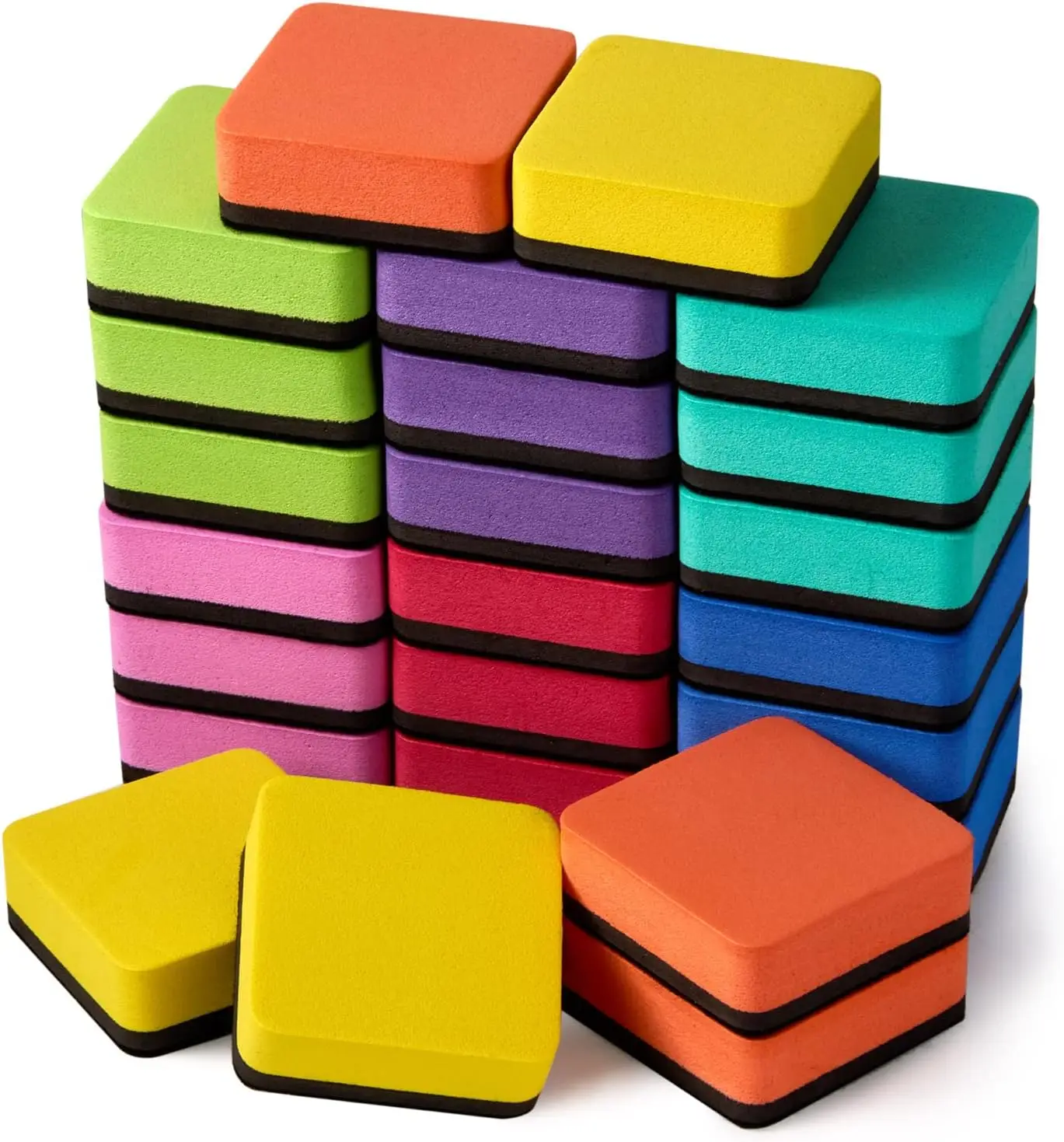 

24 Pack Magnetic Dry Erase Erasers for Classroom School Office Supplies, Square 8 Colors