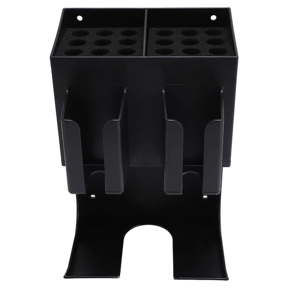 PP Barber Clipper Holder Rack Wall Mounted Multiple Slots Hair Trimmer Storage Rack Multifunctional Design Black Color