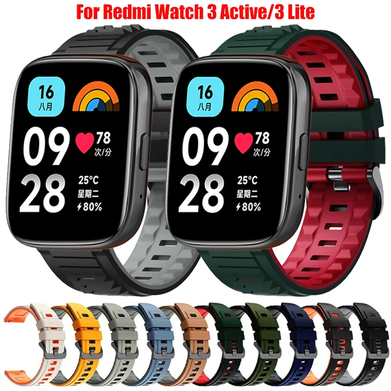22mm Soft Silicone Correa For Redmi Watch 3 Active/3 Lite Breathable Wristband Strap Two-Tone Bracelet For Redmi 5 Active/5 Lite