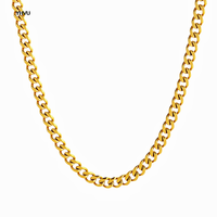 Yhvu Cuban Chain Necklace for Men Women,Basic Punk Stainless Steel Curb Link Chain Chokers,Vintage Gold Color Solid Metal Collar