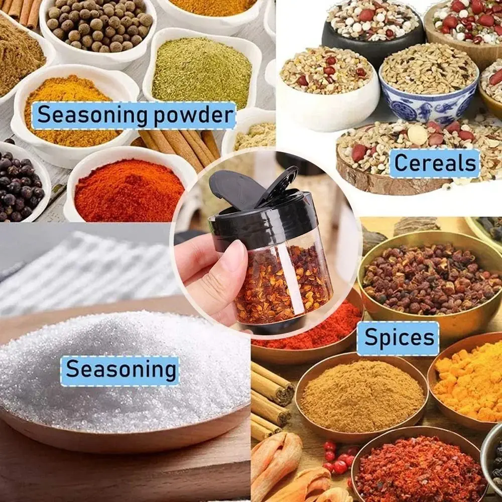 1Pcs with Butterfly Lids Labels Seasoning Bottle Double Cover 100ml-300ml BBQ Condiment Box Plastic Clear Spice Jars