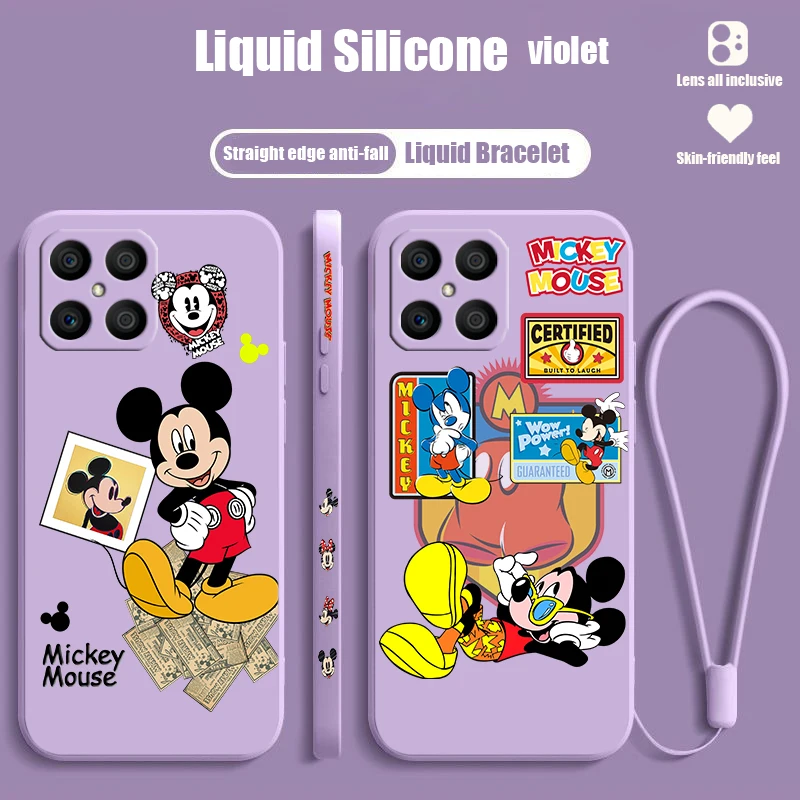 Mickey Mouse Movement For Honor 60 50 SE 30 30S 20 10X 10i 9X 9C 9S 8A Lite Pro Plus Liquid Left Rope Phone Case