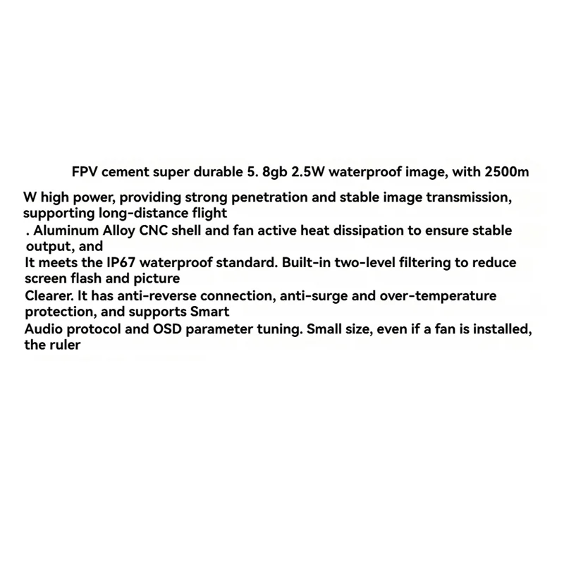 

AM-5.8G 2.5W VTX 2500Mw 40CH IP67 Waterproof FPV Audio Videotransmitter NTSC/PAL Support OSD For FPV Long Range RC Drone