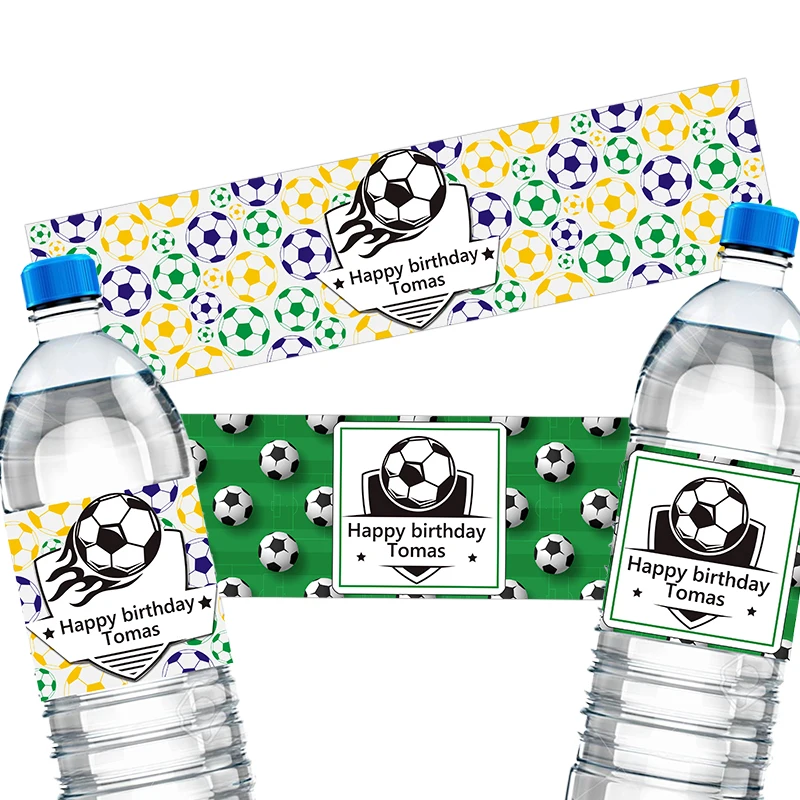 Customize Football Soccer Birthday Party Decor Water Bottle Label Sticker Wrap Personalized Kids Birthday Party Stickers