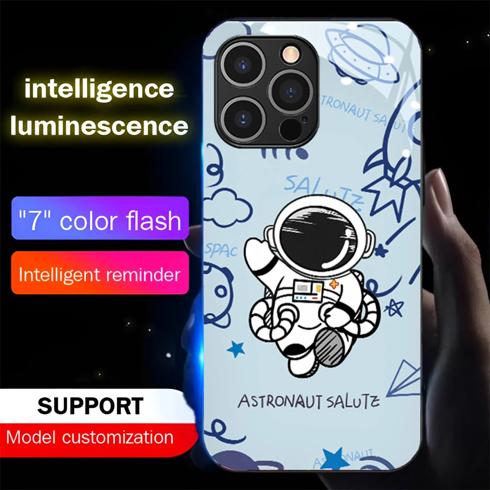 2026 Beliebte Astronauten-Sound-Control-LED-Flash-Hüllen Leuchtende Glasabdeckung für iPhone Air 17 E 16 E 15 14 13 12 11 Pro Max Plus – Detail 13