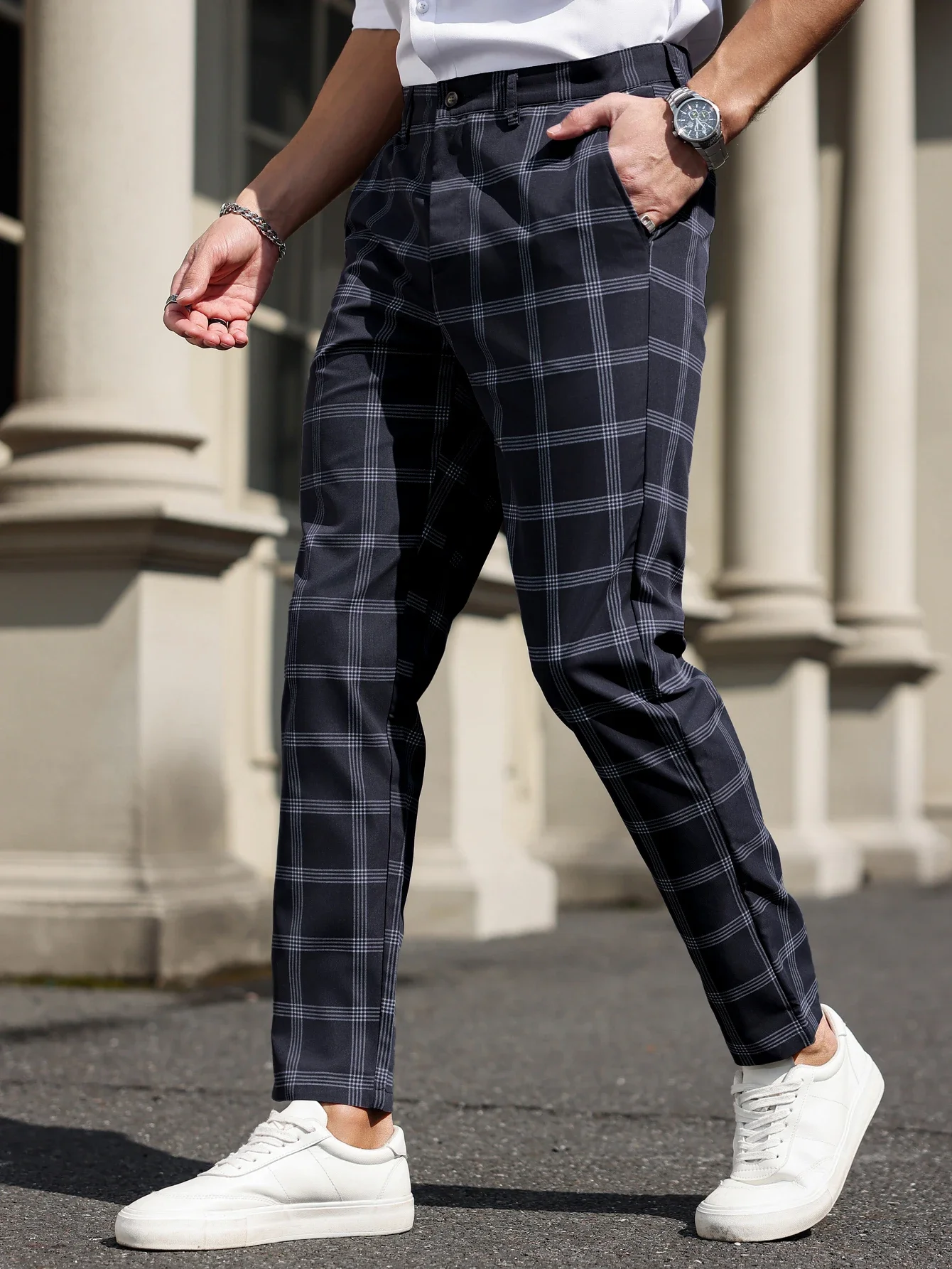 Slim Slim Plaid Suit Pants Men Autumn Business Casual Formal Dress Pants Man Stretch Checkered Tapered Cropped Trousers Брюки Осенние - Aliexpress Deal