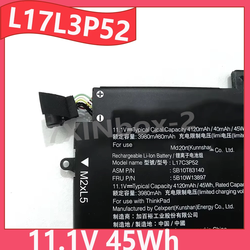 

L17L3P52 L17C3P52 L17M3P53 11,1 В 45 Втч Аккумулятор для ноутбука Lenovo ThinkPad L480 L580 Series SB10K97611 SB10K97612