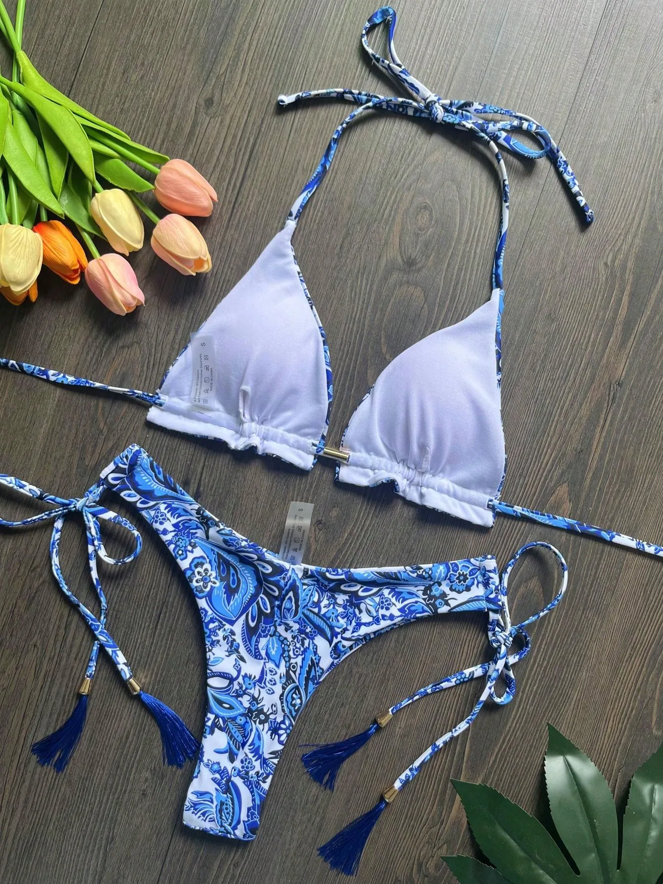 RUOTONSEPT Sexy Blue and white porcelain Print Bikini Set Women's Swimsuit Two-piece Swimwear Bathing Suit Brazilian Biquinis