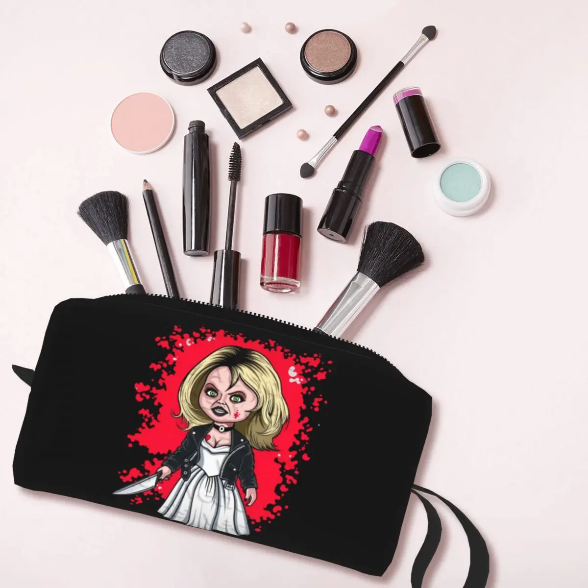 Custom Bride Of Chucky Toiletry Bag Women Scary Tiffany Makeup Cosmetic Organizer Ladies Beauty Storage Bags Dopp Kit Case Box