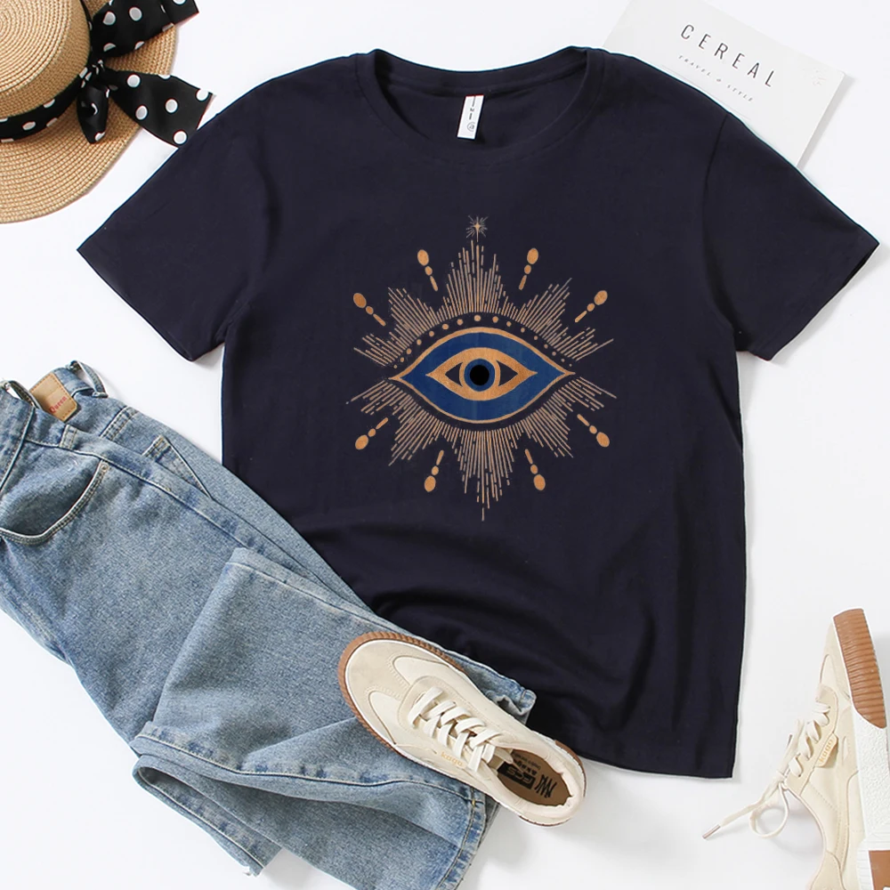 Seeyoushy-Camiseta feminina com olhos vintage estampados, tops casuais de verão Harajuku, camisetas gráficas, camisas dos anos 90 para meninas