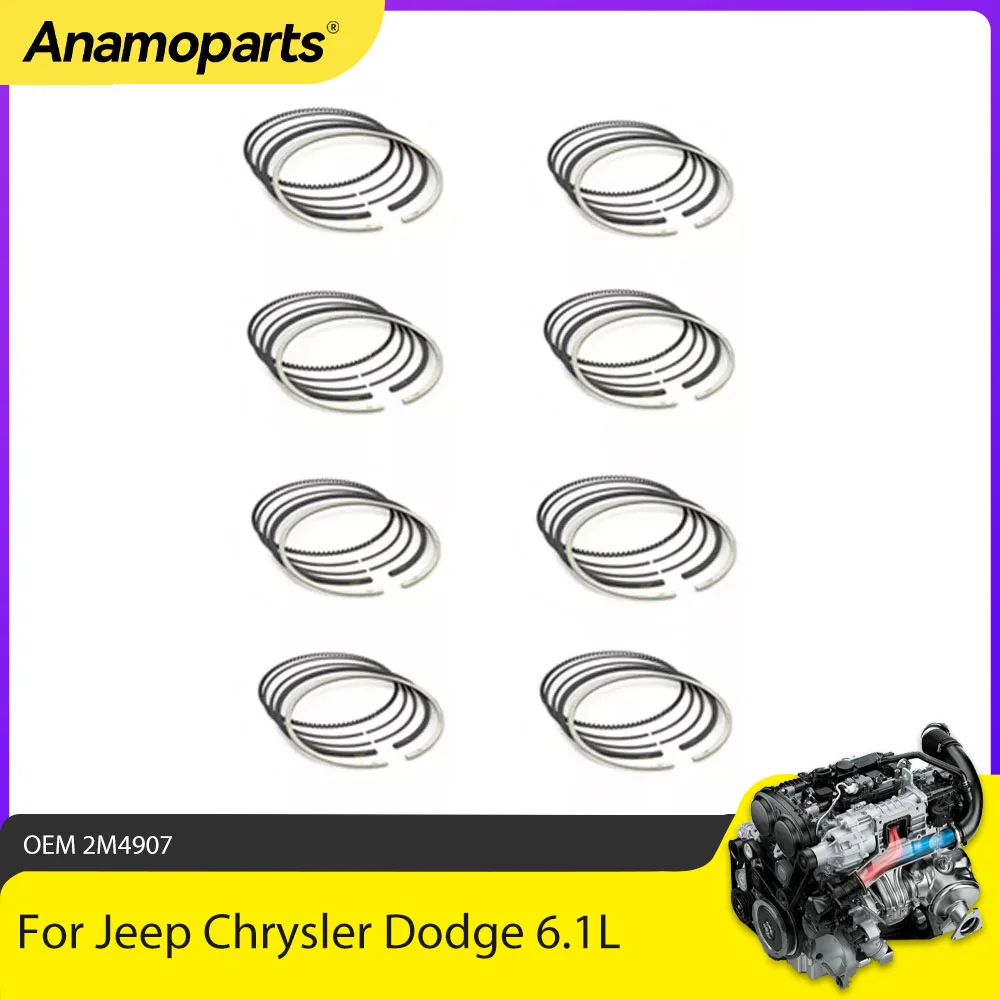 

Engine Parts Piston Rings Set 103mm Fit 6.1 L For Jeep Grand Cherokee Chrysler Dodge 300 Challenger SRT8 6.1L V8 Gas 2M4907