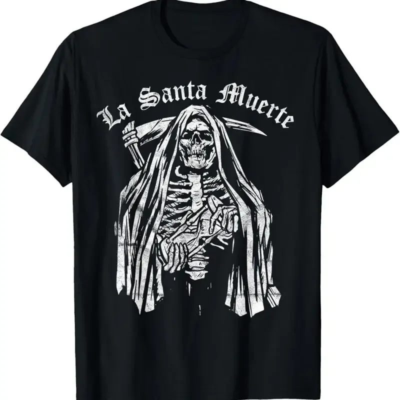 

Min New Limited La Santa Muerte Skeleton Grim Reaper T Shirt