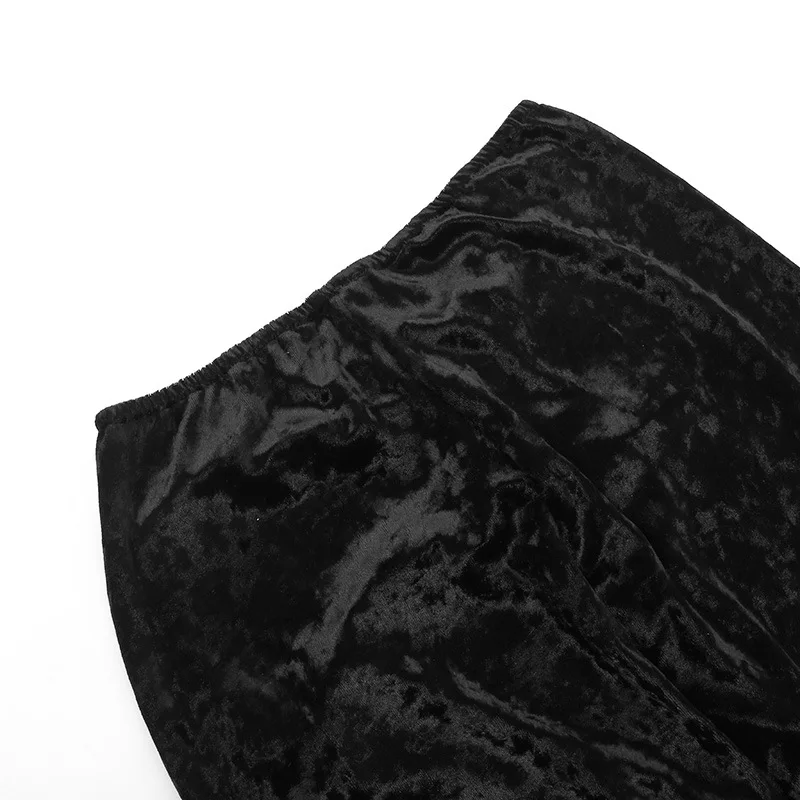 Goth Dark Ruched Vintage Gothic Aesthetic Velvet Skirts Grunge Mesh Splice Sexy Mermaid Skirt Women High Waist Elegant Partywear