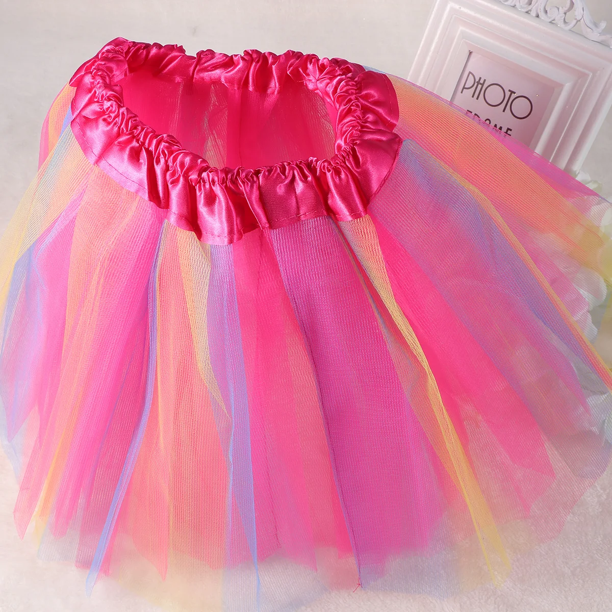 

Half For Kids 100-140Cm Soft Tulle Pettiskirt Baby Girl Party Dance Wear Kids Rainbow Skirt Girl Mini Tutu