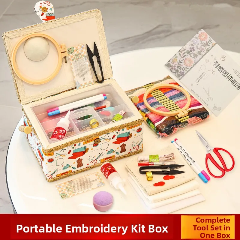

Коробка для хранения вышивальных принадлежностей, набор для рукоделия DIY, практичный многофункциональный органайзер для вышивки крестом и тканевой вышивки
