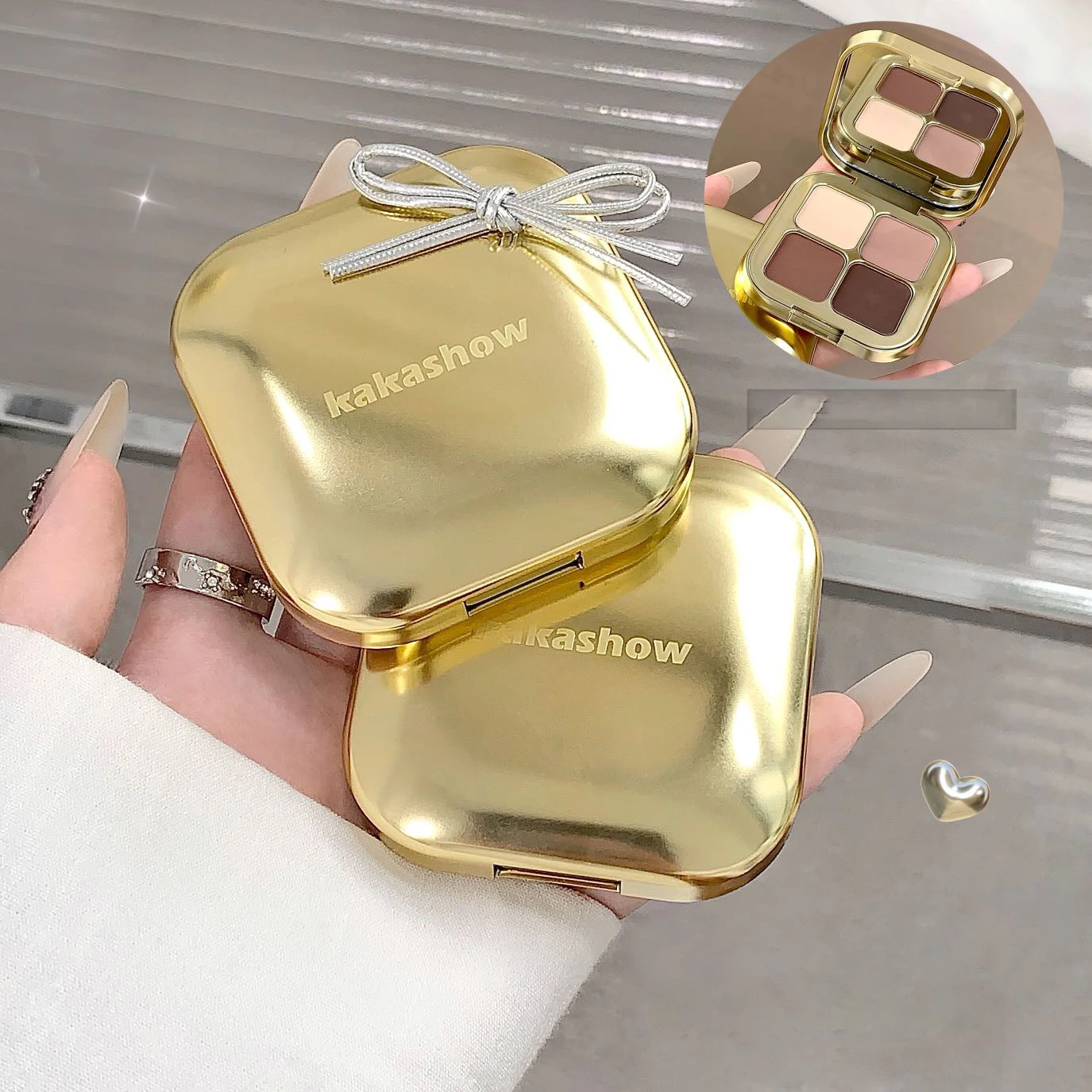 Kakashow Resaltador de brillo nacarado paleta de sombras de ojos deslumbrante Desarrollo de color duradero, resistente al sudor y al agua