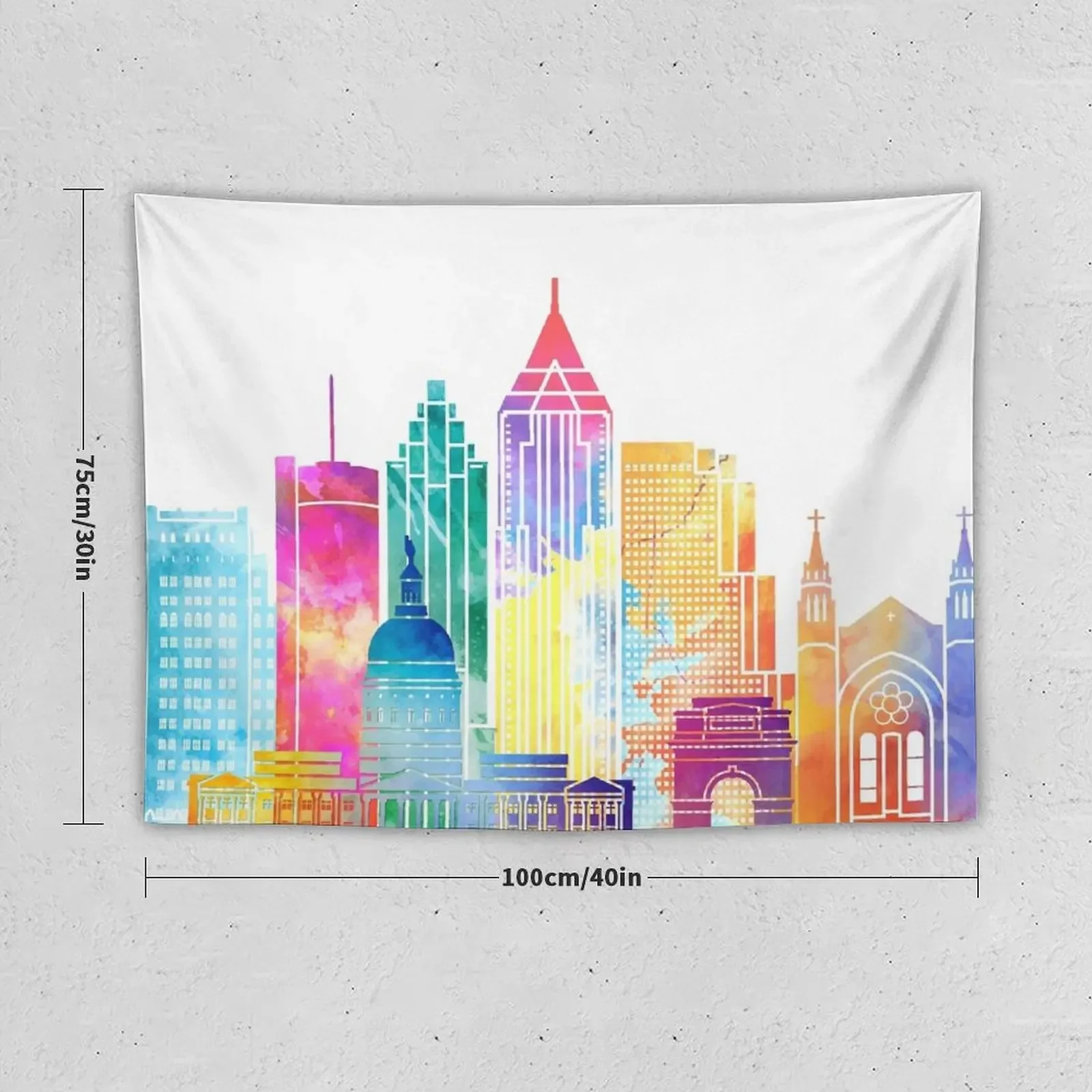 Atlanta landmarks watercolor poster Tapestry Bedroom Decor Home Decorators Tapete For The Wall Decorative Wall Murals Tapestry