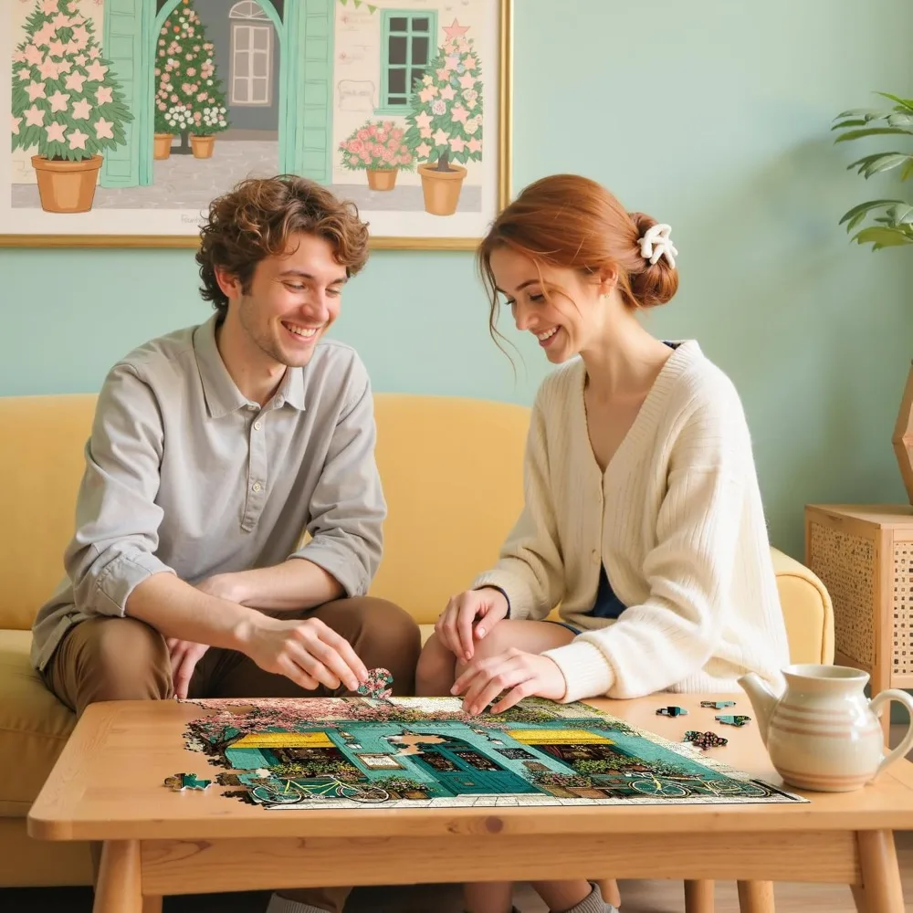 1000/500/300 Pieces Retro Flower Shop Jigsaw Puzzle Home Decor for Adults Game Family Fun Puzzles Educational Toys for Kids