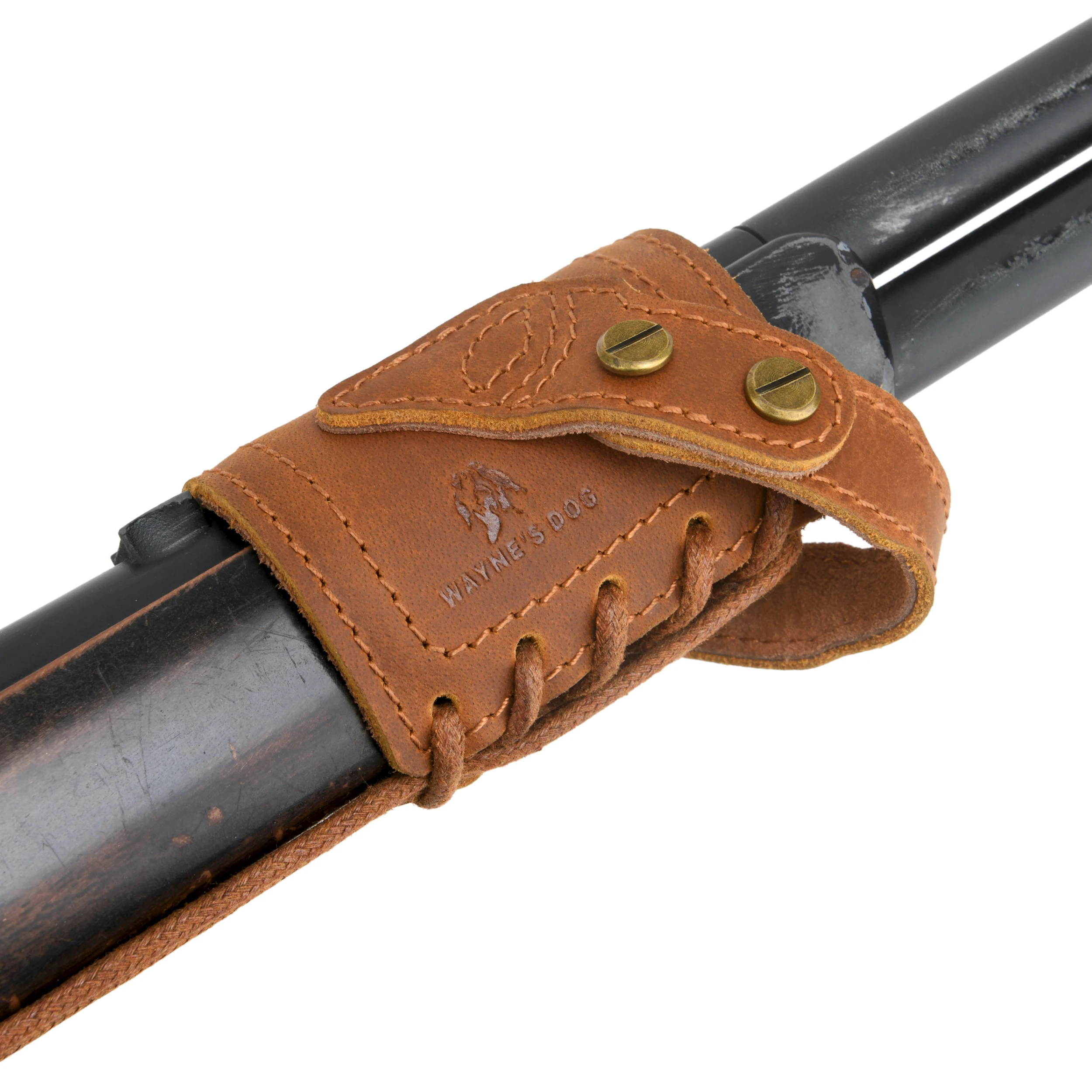 

WAYNE'S DOG Leather No Drill Sling Mount Adjustable Gun Barrel Mount for Rifle, Shotgun, No Swivels Need