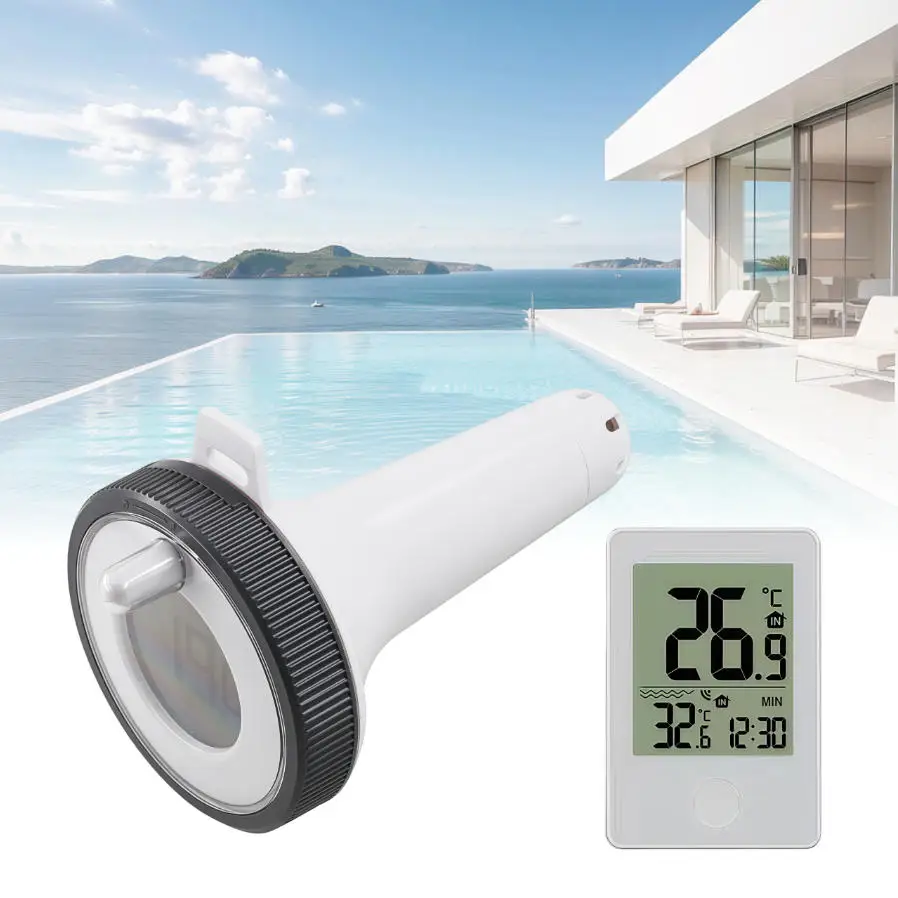 Thermomètre de piscine sans fil avec écran LCD 0.1 ℃   Thermomètre numérique flottant étanche de haute précision pour piscine