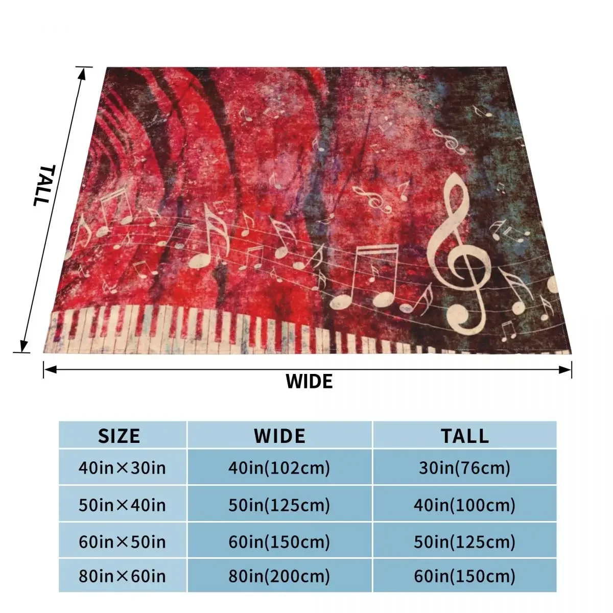 Piano Keyboard with Music Notes Grunge 2 Throw Blanket Plaid for sofa Blankets