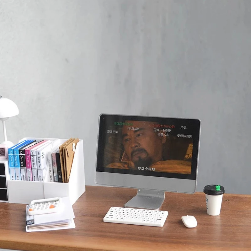 1/12 Scale Dollhouse Study Room 1Set Mini Computer Mouse Keyboard Miniature Simulation Model For Miniature Furniture Accessories