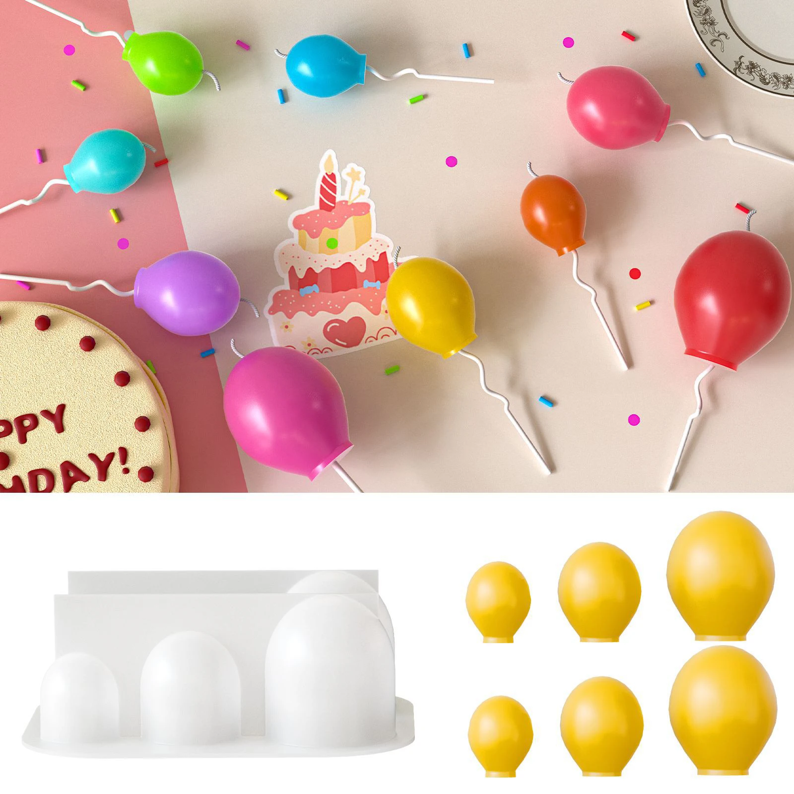 3D Mini Balloon Shape Fondant Silicone Mold DIY Cupcake Topper Chocolate Gumpaste Mould Cake Decorating Tools Kitchen Bake Ware