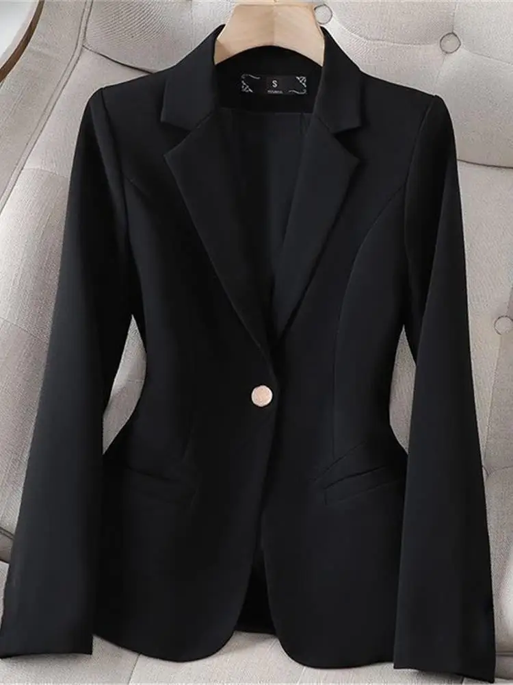 سترة أنيقة على الطراز الكوري غير رسمية ذات قصة ضيقة للربيع والخريف، إصدار جديد من بدلة نسائية رسمية بأكمام قصيرة