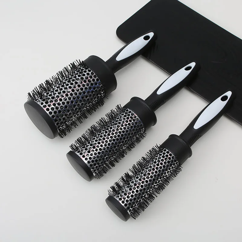 Hair styling nylon hair comb cylinder curling hair roller comb heat conducting aluminum tube comb