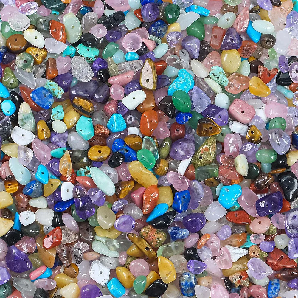 Irregular Freeform Chip Gravel Crystals With hole 3-5-8mm Natural Stone Amethyst Aquamarine Spacers for DIY Home Handwork Craft
