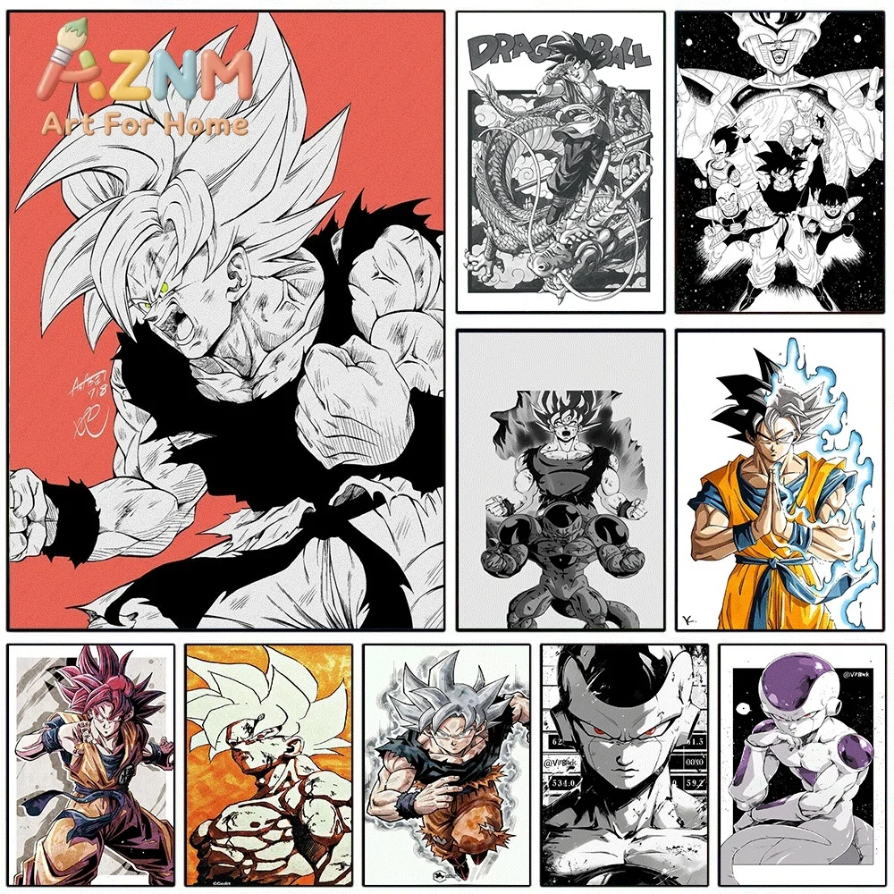 Dragon Ball Anime Canvas Wall Art No Frame Goku Ultra Instinct Frieza Manga Print Painting Home Living Room Bedroom Decor Art