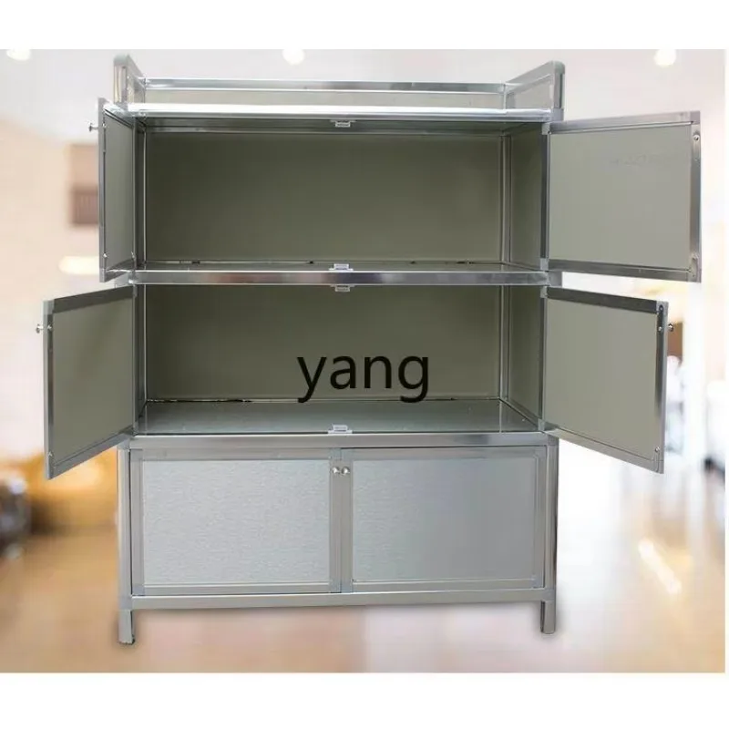 LH Thickened Stainless Steel Two-Layer Bowl Cabinet Tea Water Stove Aluminum Alloy Storage Sideboard Cabinet