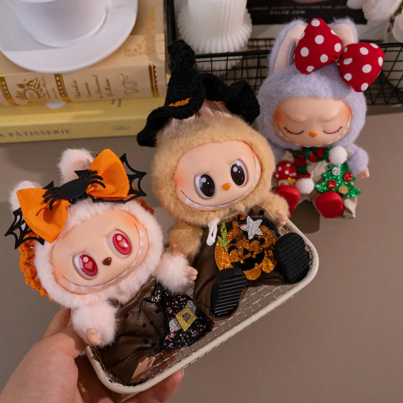 

For Labubu 17cm Dolls Clothing Fashion Outfit Accessories Halloween Christmas Costume Set Cute Gift Mini Plush Doll Clothes