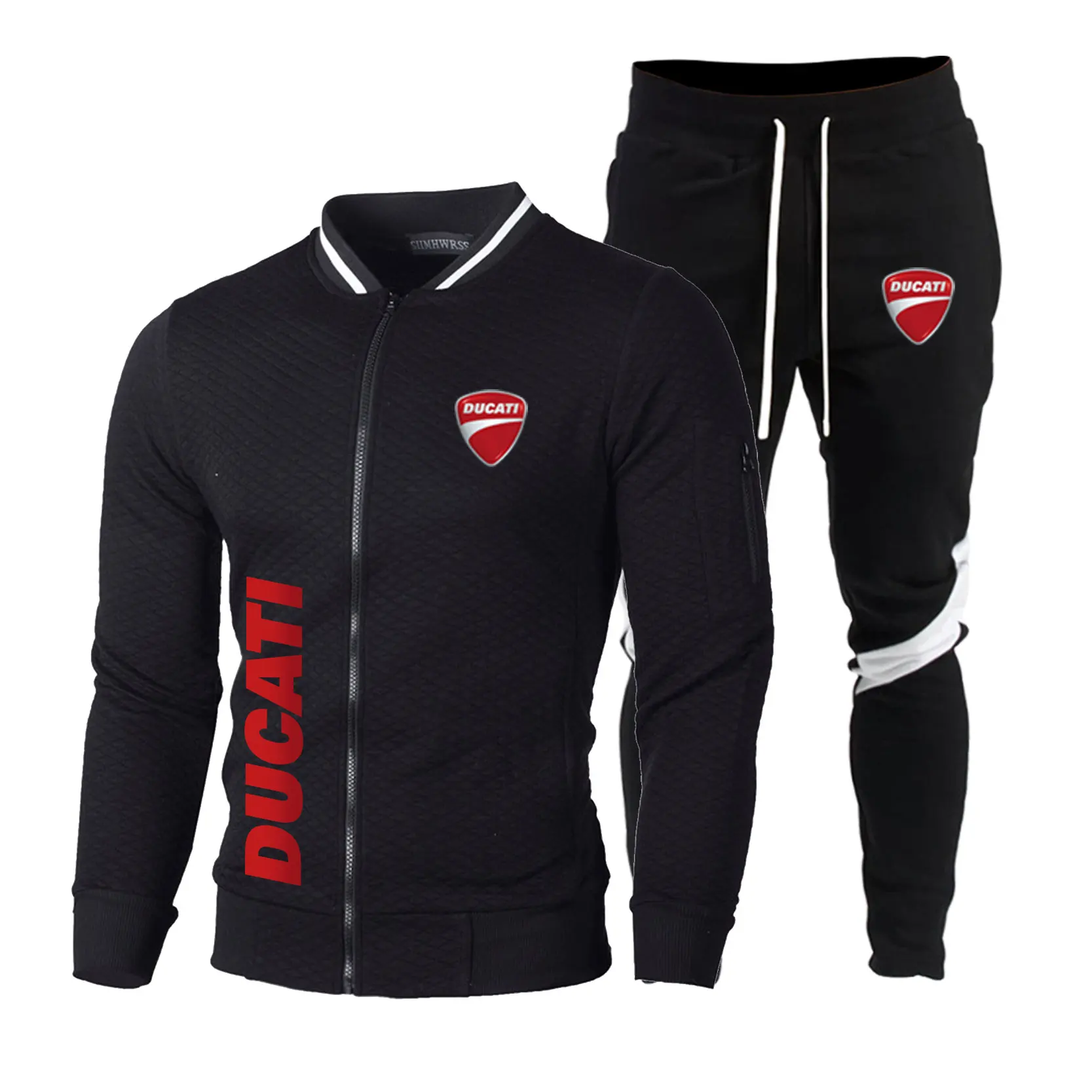 Men's sets baseball jacket + sports pants Ducati logo printed casual business outdoor riding spring clothing for motorcycle