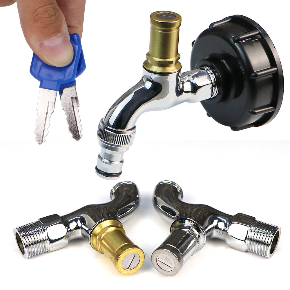 蛇口ガーデン灌漑蛇口、盗難防止ロックキー、ibcウォータータンクアダプター、合金ボディ、シングルホールキー、ロータリースイッチ、1/2インチ、1セット