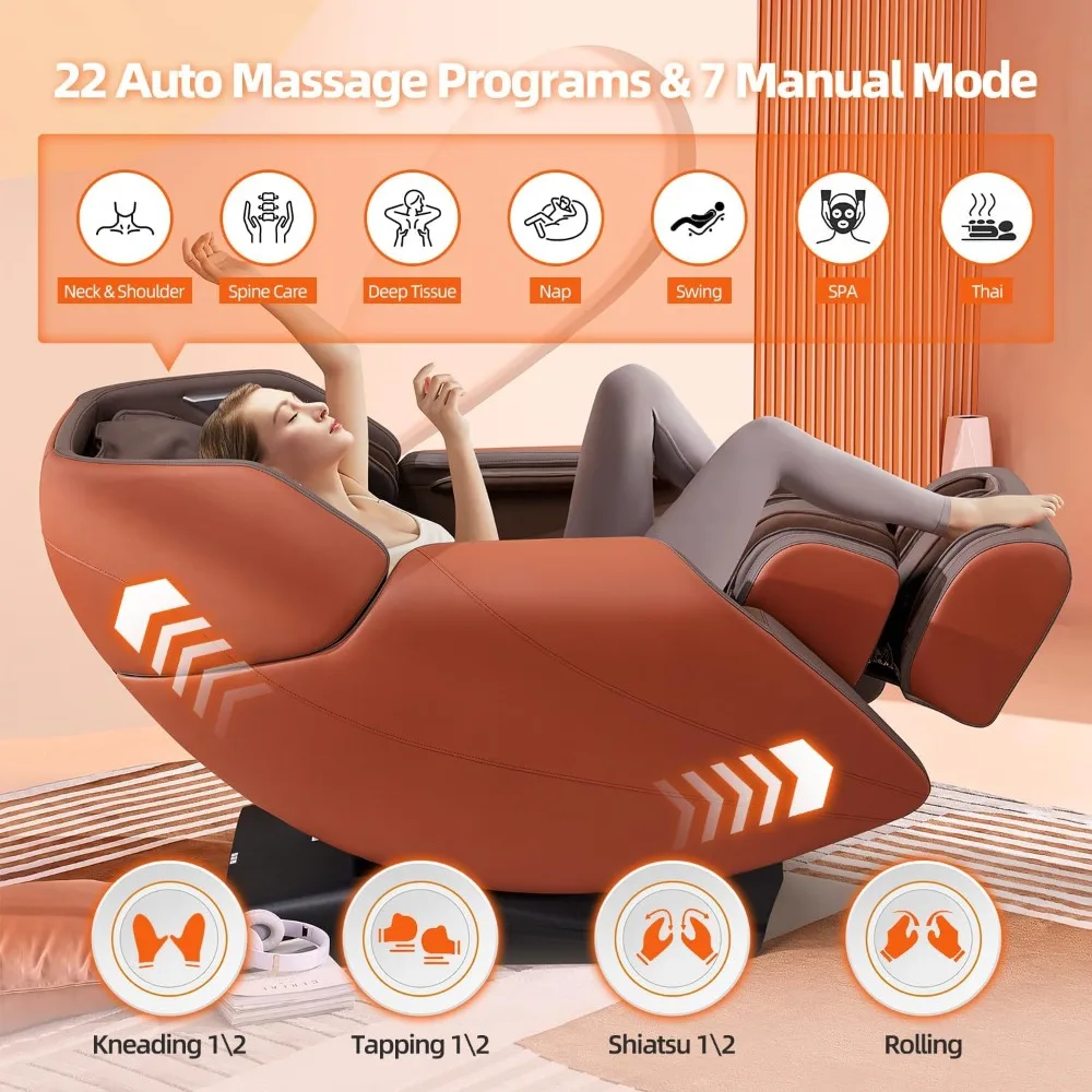 Full Body Massage Chair with SL-Track, Heat Function, Airbags, Extendable Footrest, Bluetooth, 22 Auto Modes, Massage Recliner