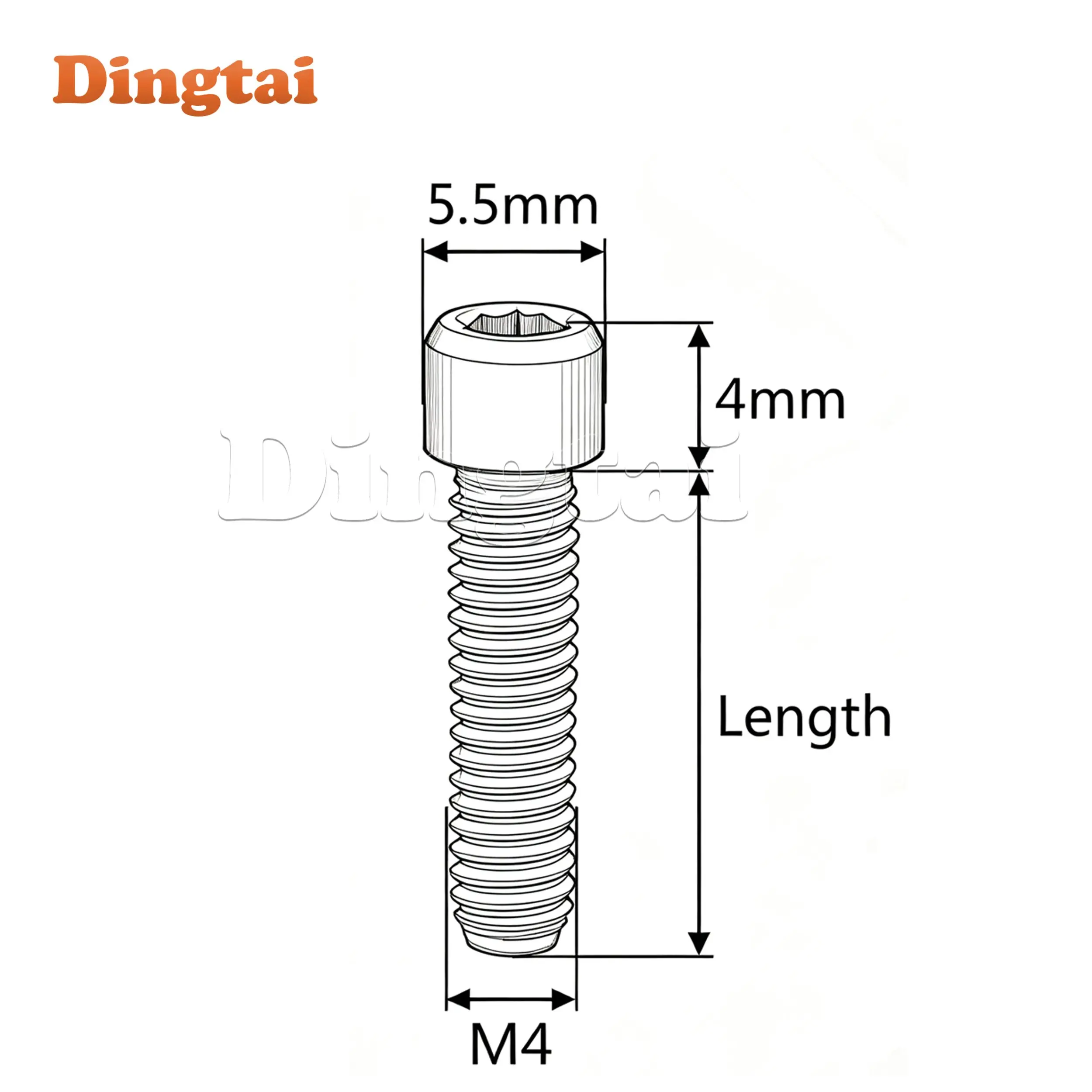 Titanium Bolt M4x10mm M4x13.5mm M4x15mm M4x20mm M4x25mm  10PCS Allen Key Head Titanium Alloy Grade 5 Screws for Bicycle